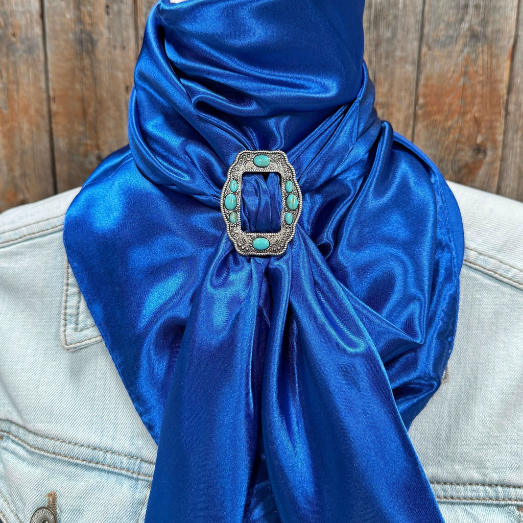 35X35" Solid Electric Blue Wild Rag / Scarf WRS17 - Buckle Wild Rag Slides - Assorted