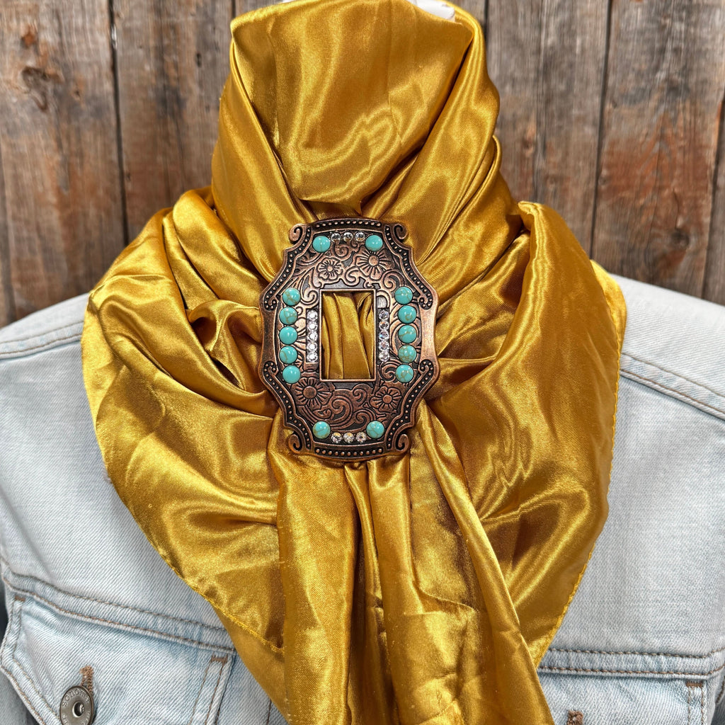 35X35" Solid Mustard Yellow Wild Rag / Scarf WRS19 - Buckle Wild Rag Slides - Assorted