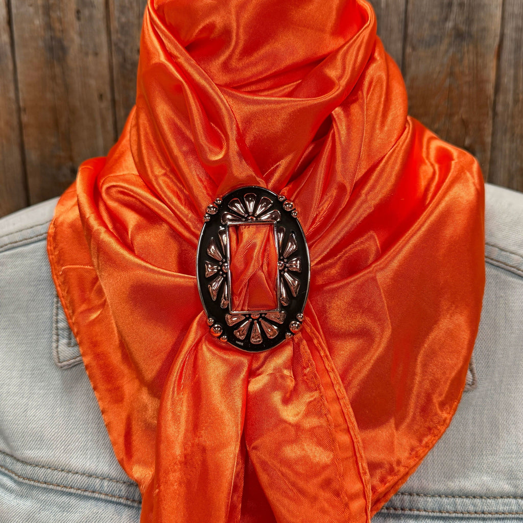 35X35" Solid Orange Wild Rag / Scarf WRS20 - Buckle Wild Rag Slides - Assorted