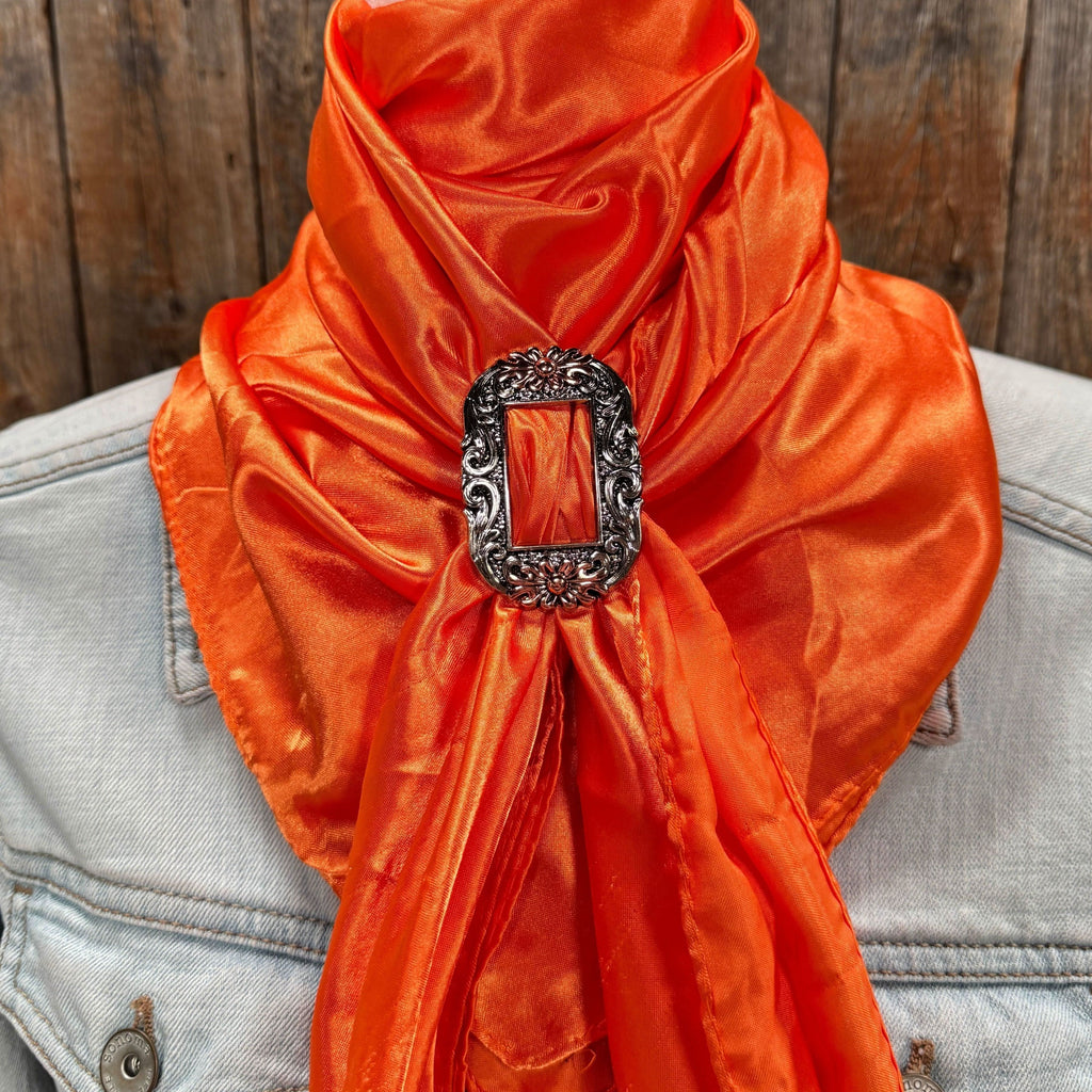 35X35" Solid Orange Wild Rag / Scarf WRS20 - Buckle Wild Rag Slides - Assorted