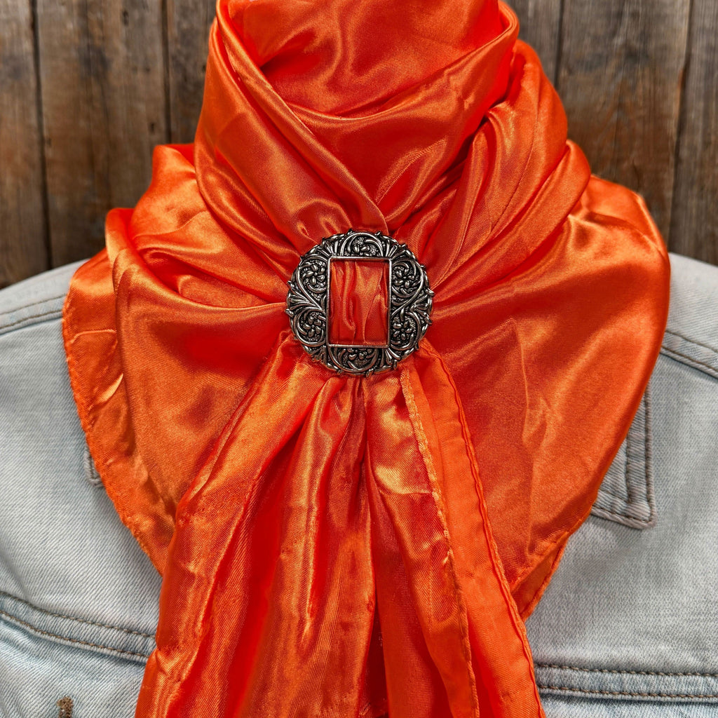 35X35" Solid Orange Wild Rag / Scarf WRS20 - Buckle Wild Rag Slides - Assorted