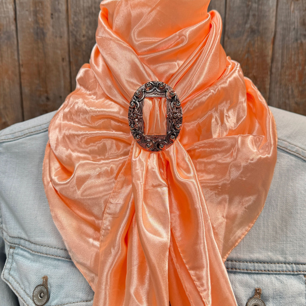 35X35" Solid Peach Wild Rag / Scarf WRS24 - Buckle Wild Rag Slides - Assorted