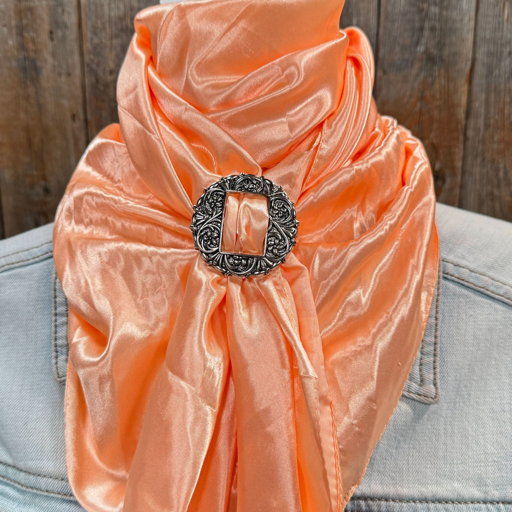 35X35" Solid Peach Wild Rag / Scarf WRS24 - Buckle Wild Rag Slides - Assorted