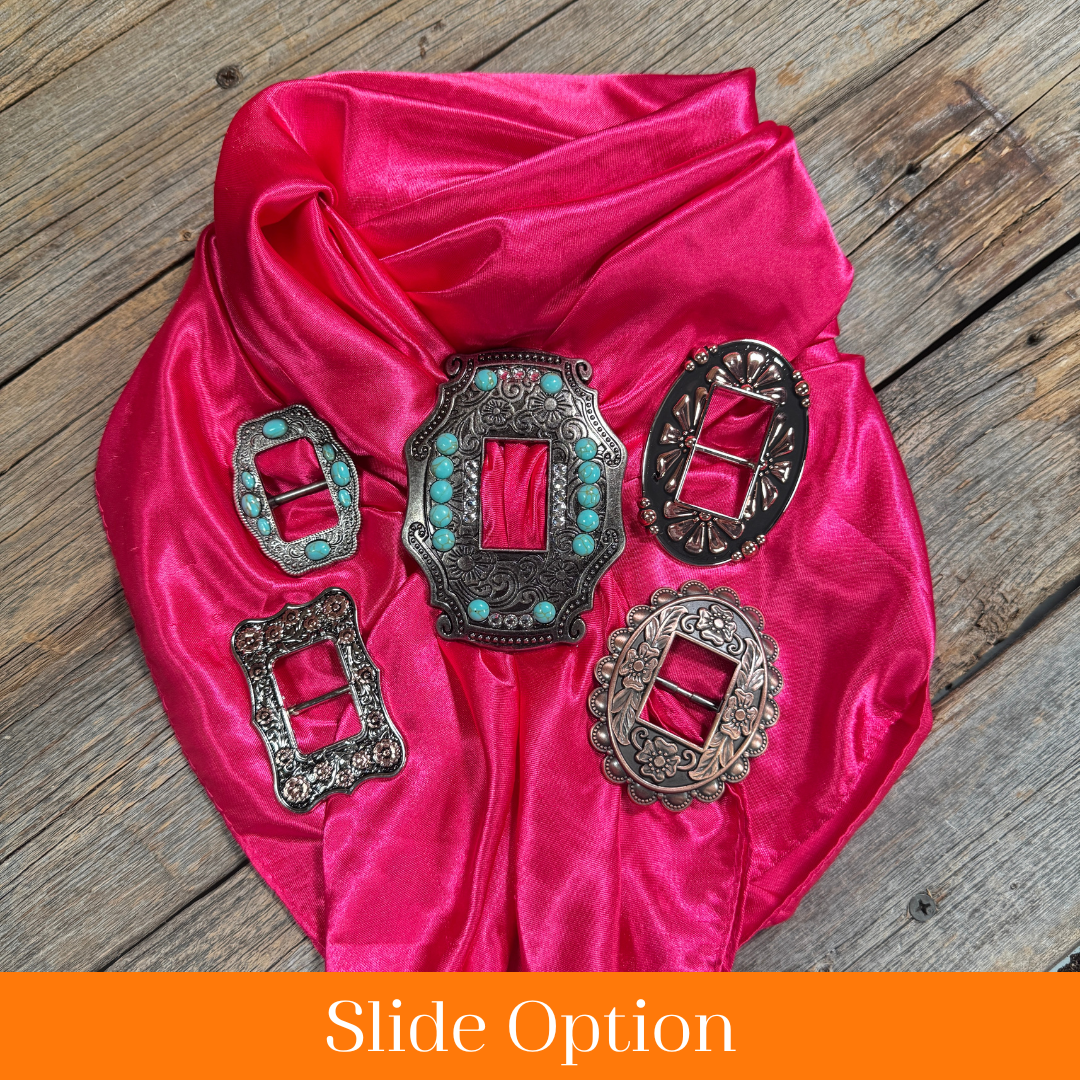 35X35" Solid Hot Pink Wild Rag / Scarf WRS25 - Buckle Wild Rag Slides - Assorted