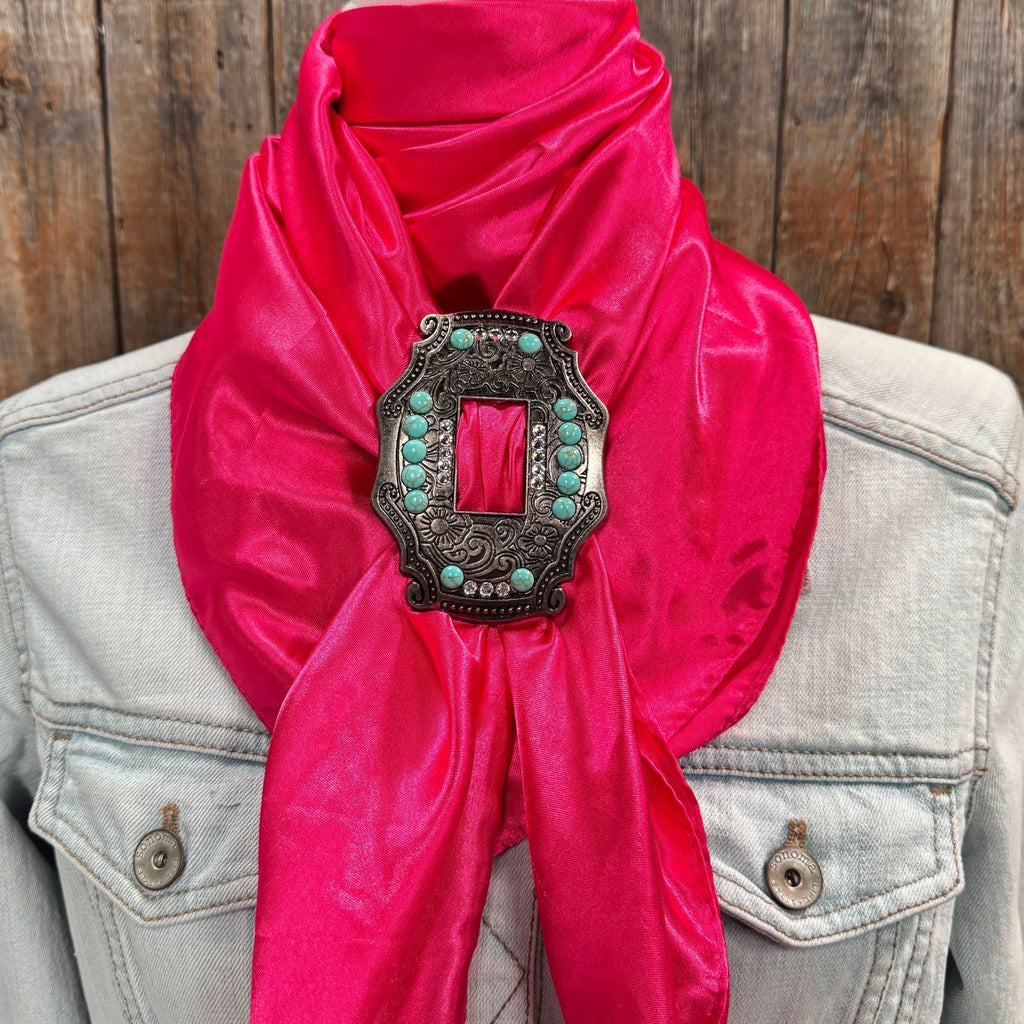 35X35" Solid Hot Pink Wild Rag / Scarf WRS25 - Buckle Wild Rag Slides - Assorted