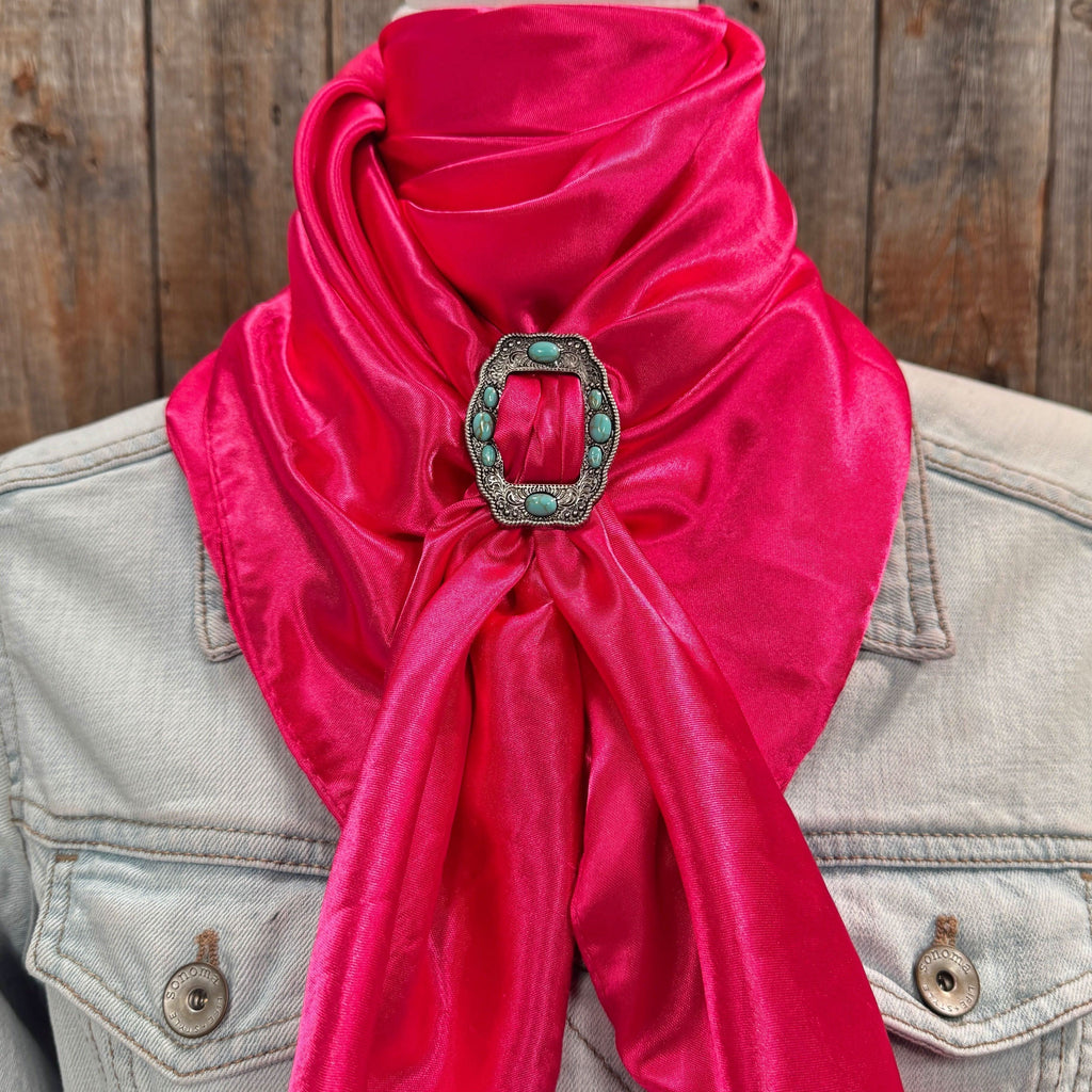 35X35" Solid Hot Pink Wild Rag / Scarf WRS25 - Buckle Wild Rag Slides - Assorted