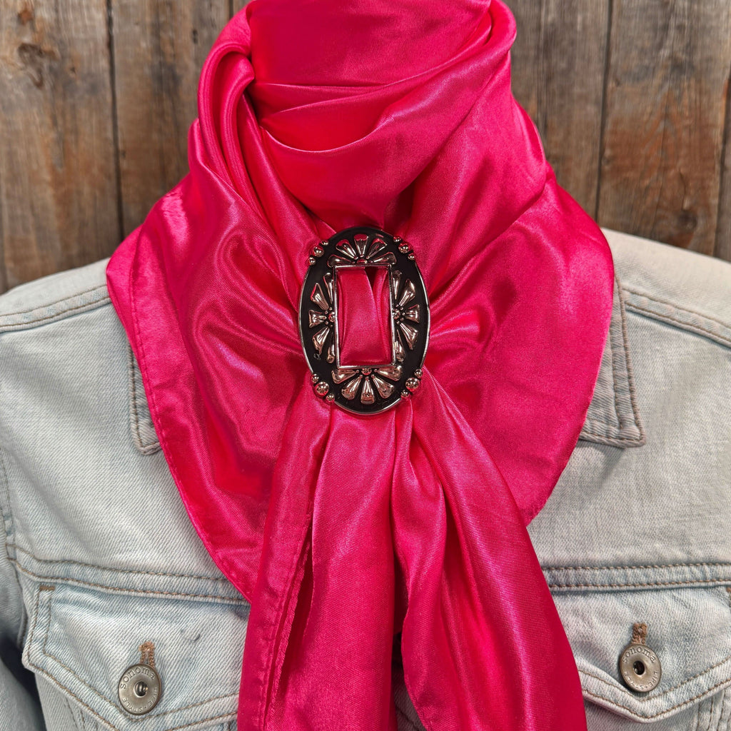 35X35" Solid Hot Pink Wild Rag / Scarf WRS25 - Buckle Wild Rag Slides - Assorted