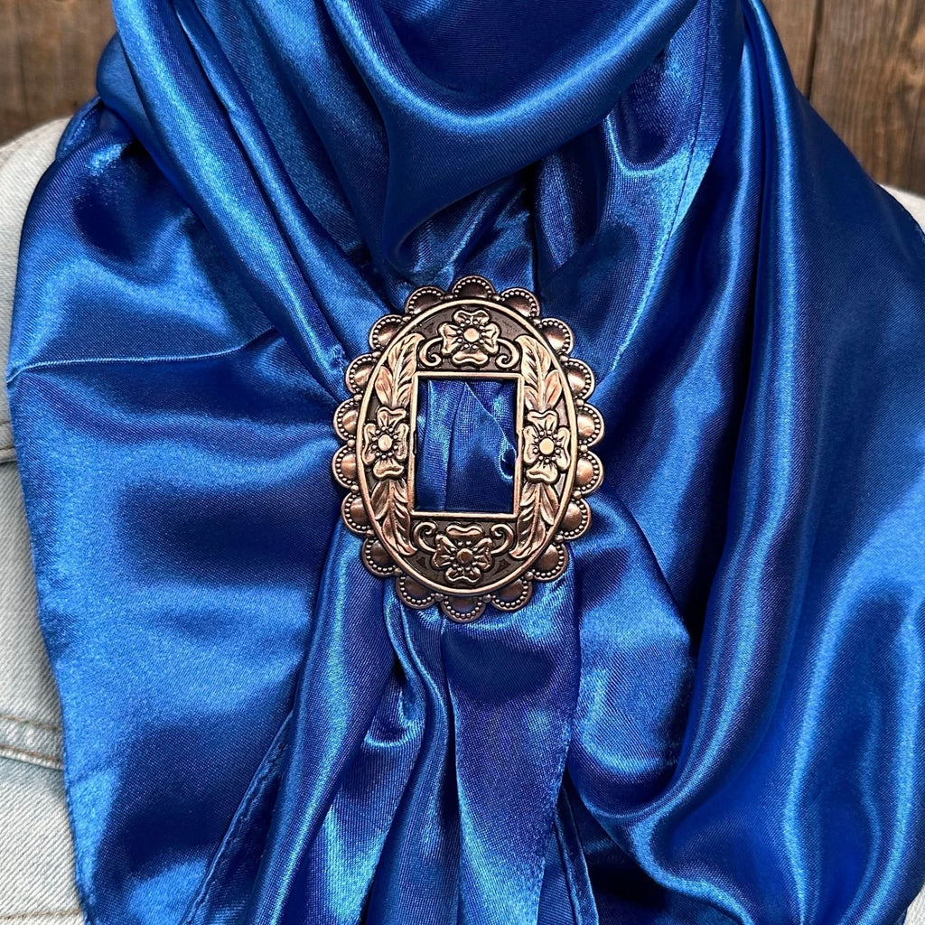 35X35" Solid Electric Blue Wild Rag / Scarf WRS17 - Buckle Wild Rag Slides - Assorted