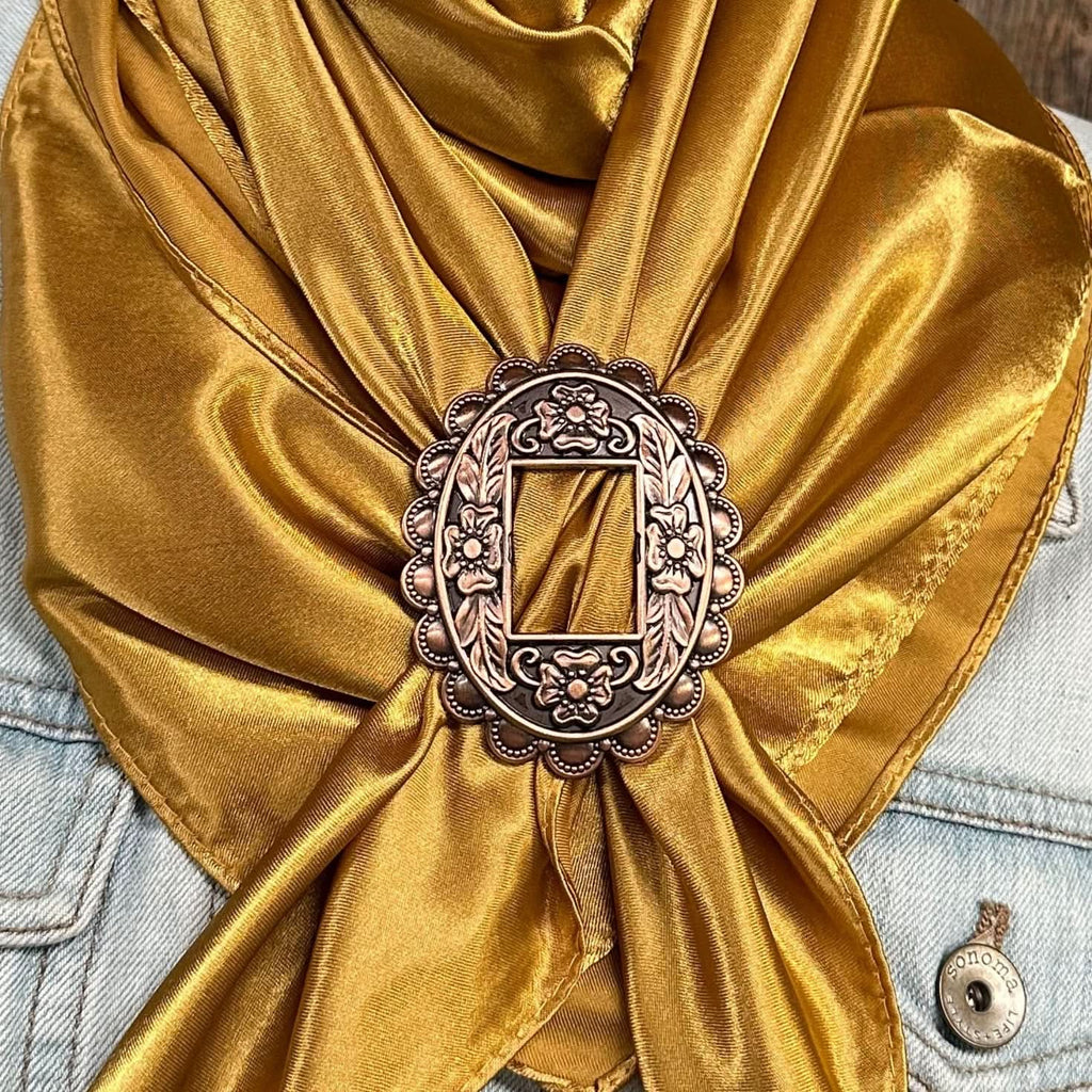 35X35" Solid Mustard Yellow Wild Rag / Scarf WRS19 - Buckle Wild Rag Slides - Assorted