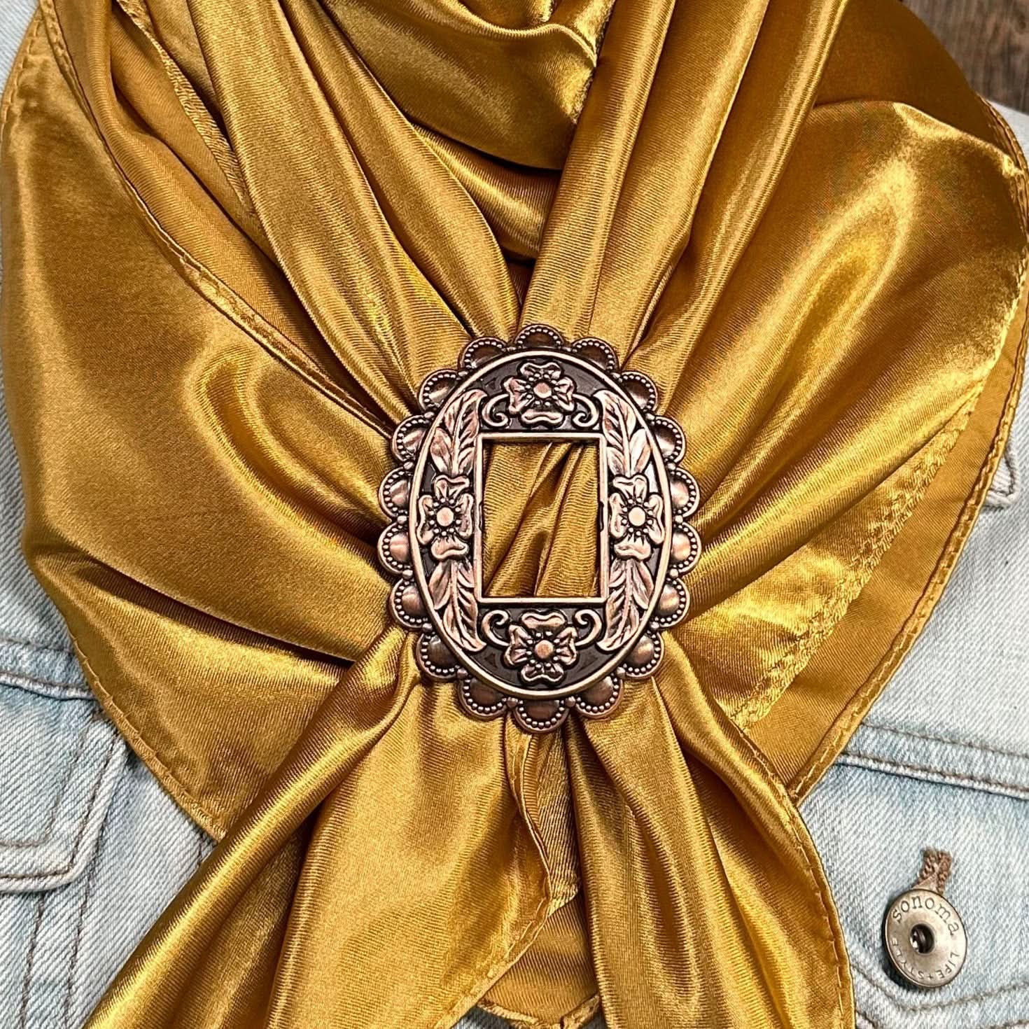 35X35" Solid Mustard Yellow Wild Rag / Scarf WRS19 - Buckle Wild Rag Slides - Assorted