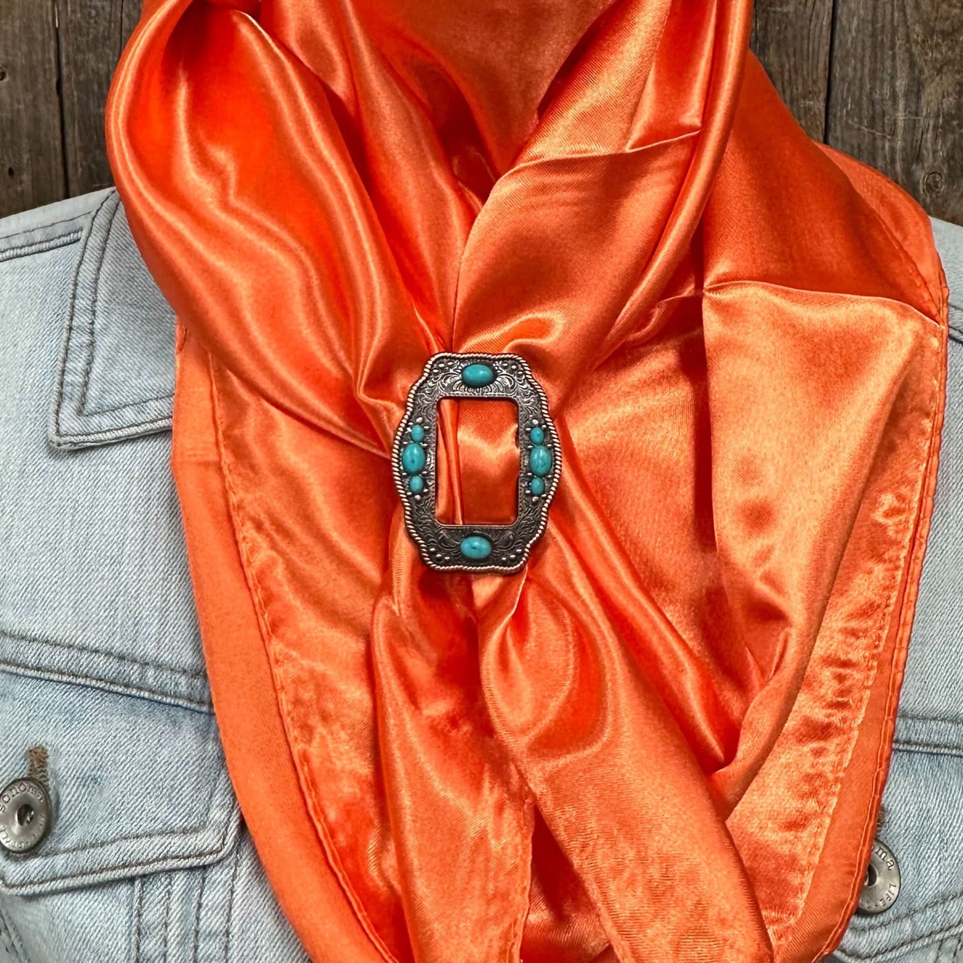 35X35" Solid Orange Wild Rag / Scarf WRS20 - Buckle Wild Rag Slides - Assorted