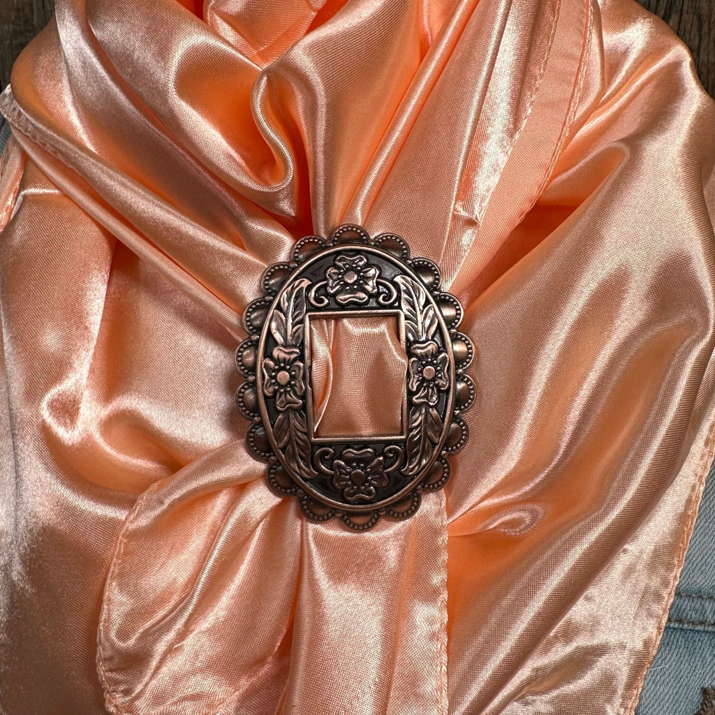 35X35" Solid Peach Wild Rag / Scarf WRS24 - Buckle Wild Rag Slides - Assorted