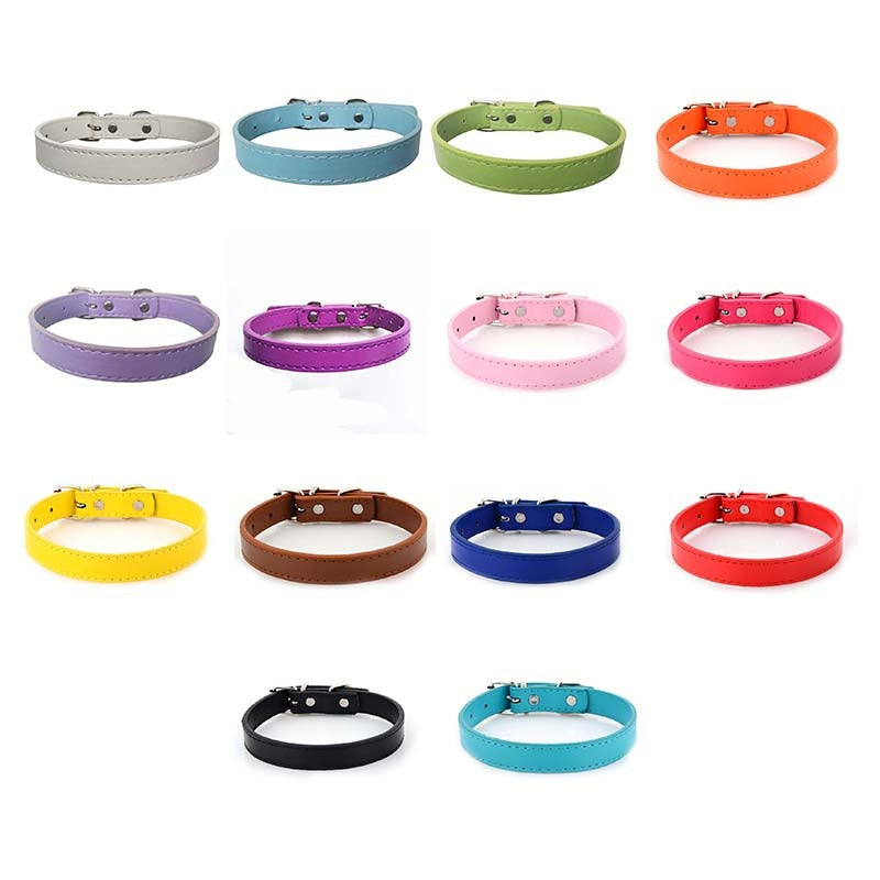 PET COLLAR LEATHER-XS ASST.COLORS