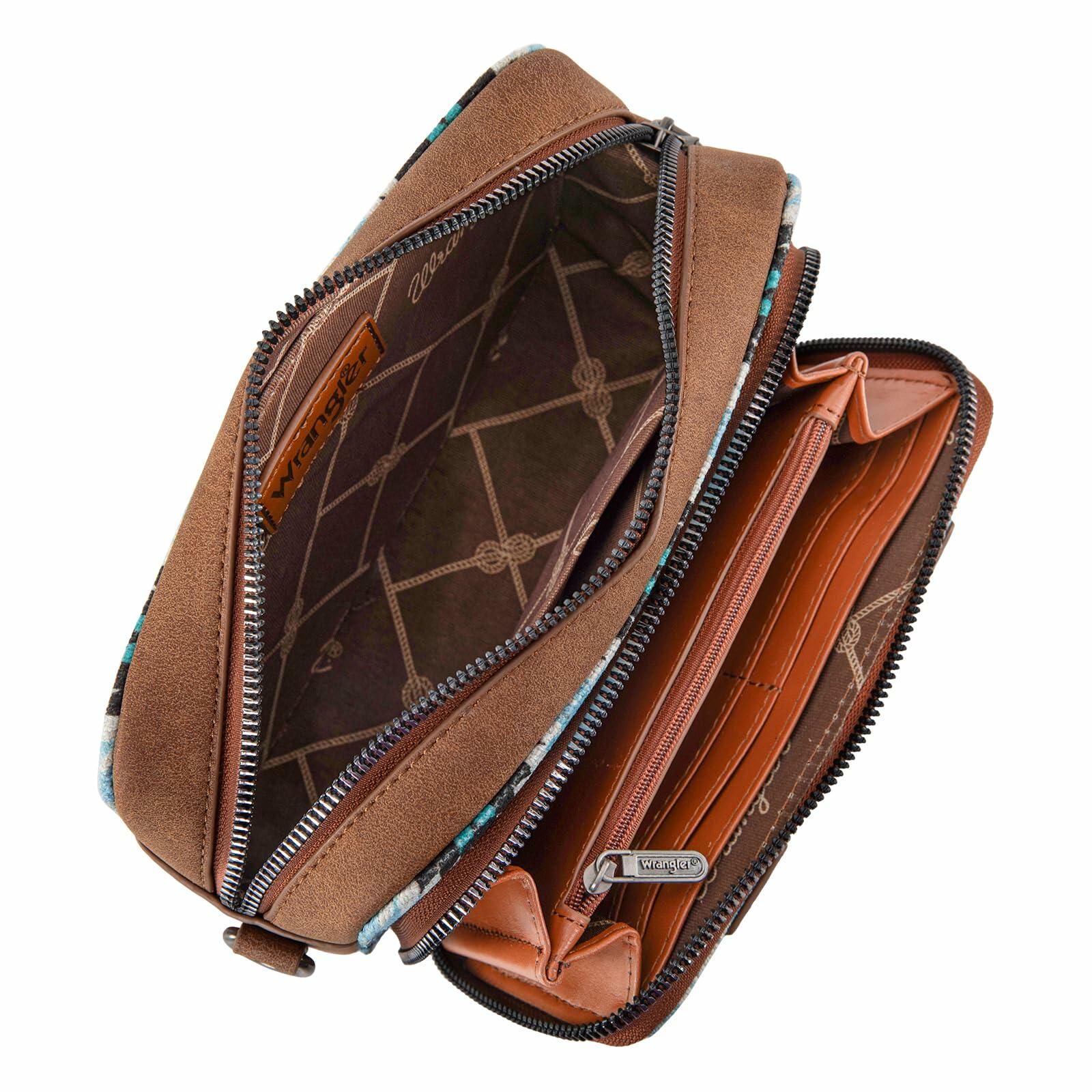 Wrangler Multi-Pocket Crossbody Bag with Double Zipper
