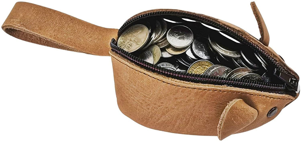 Mouse Coin Purse, Handmade Genuine Full Grain Leather with Rustic Cute Design, Perfect gift, Change Pouch Wallet