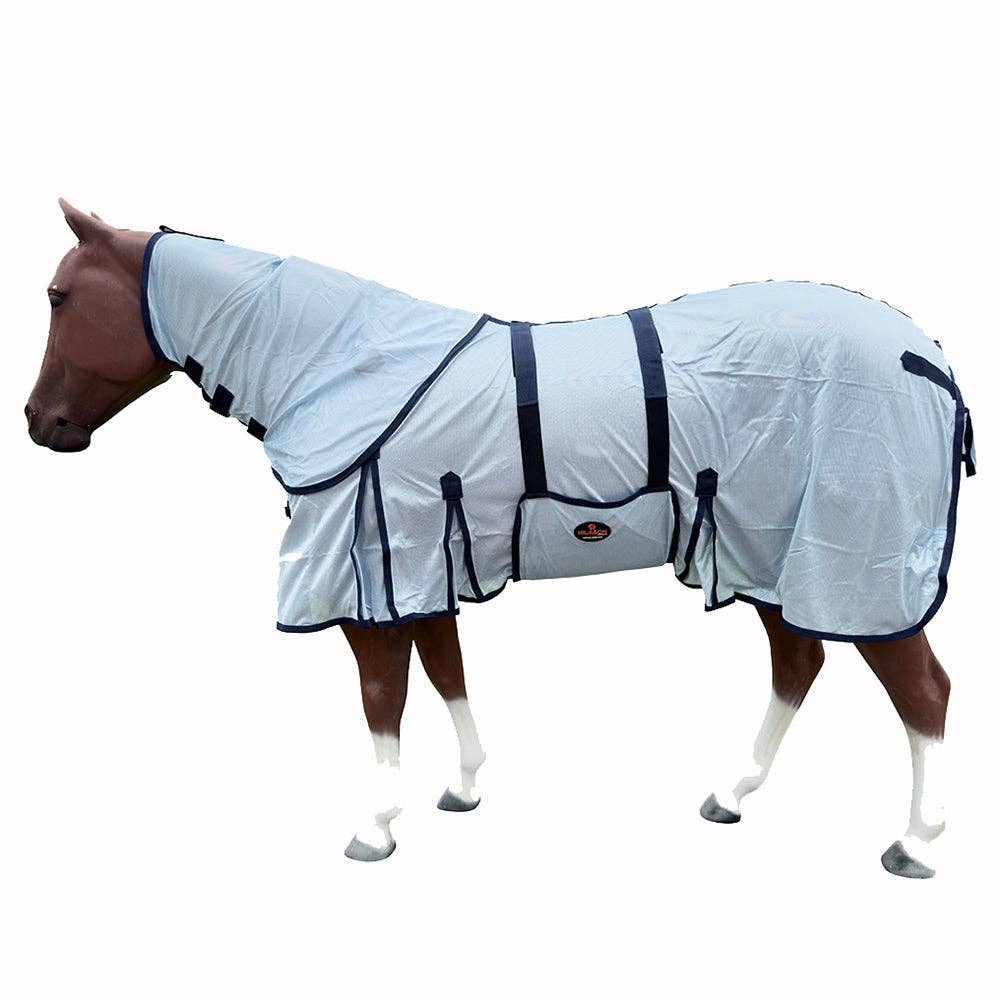 HILASON 66"-84" Horse Fly Sheet with Neck UV Protect Mesh Bug Mosquito Summer White