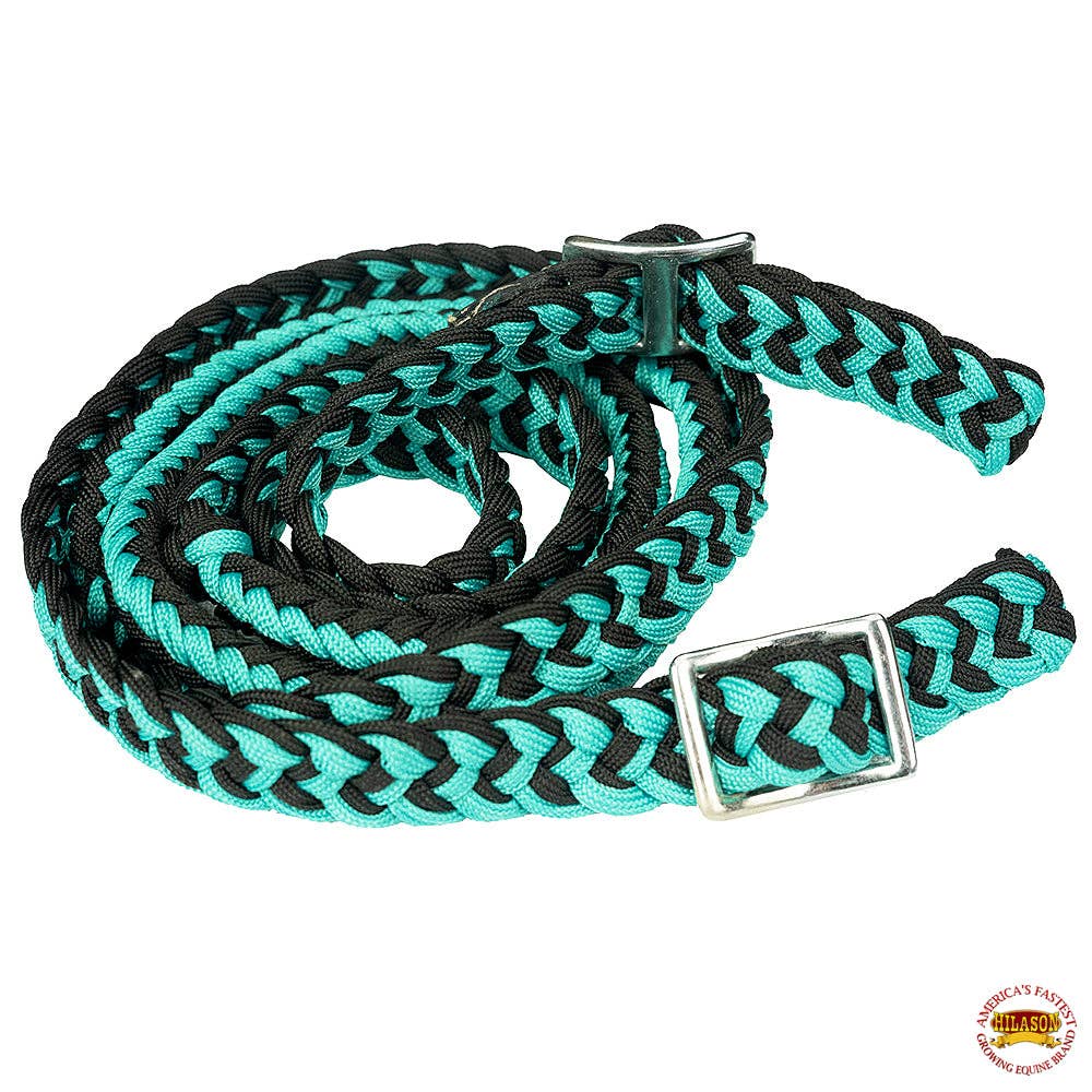 1" 8Ft Braided Poly Barrel Rein Horse Racing Flat Grip Knots