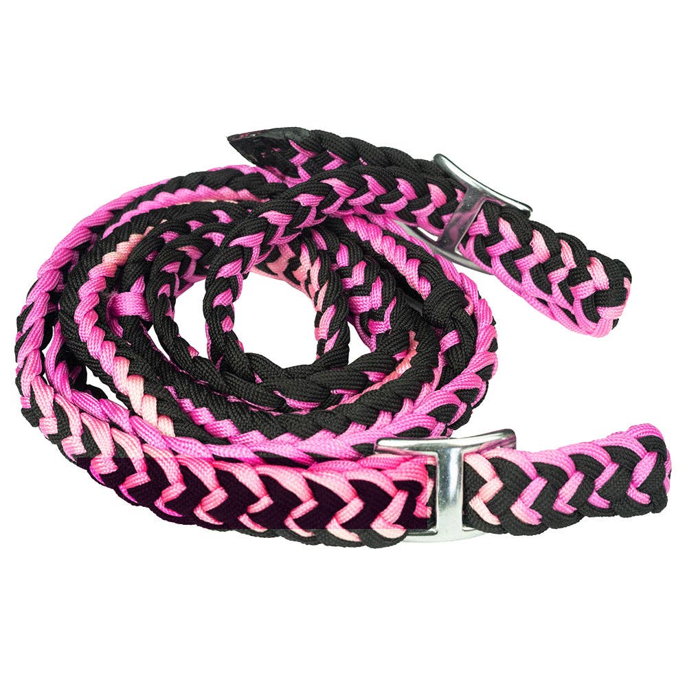 1" 8Ft Braided Poly Barrel Rein Horse Racing Flat Grip Knots