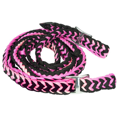 1" 8Ft Braided Poly Barrel Rein Horse Racing Flat Grip Knots