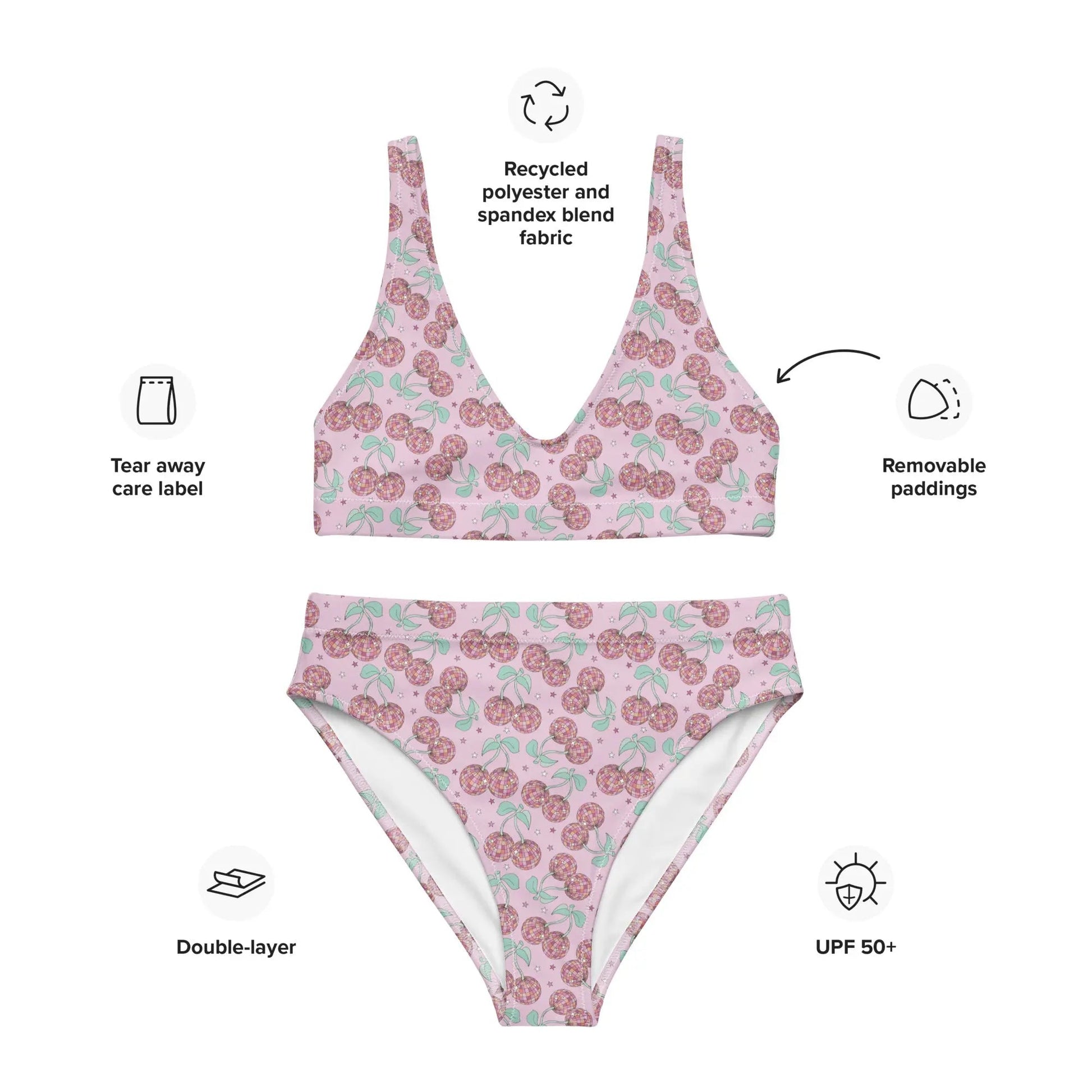 Cherry Groove High Waist Bikini