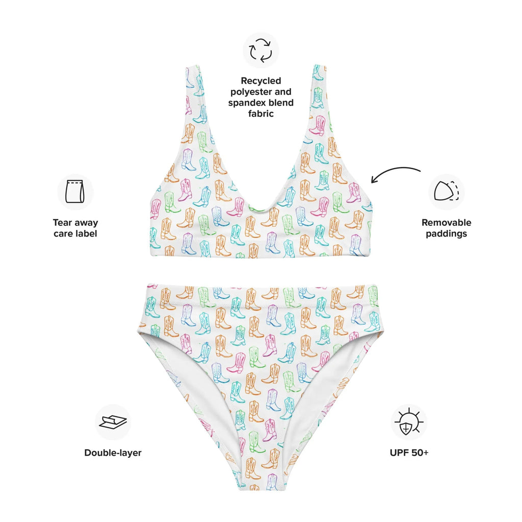 Watercolor Neon Boots High Waist Bikini