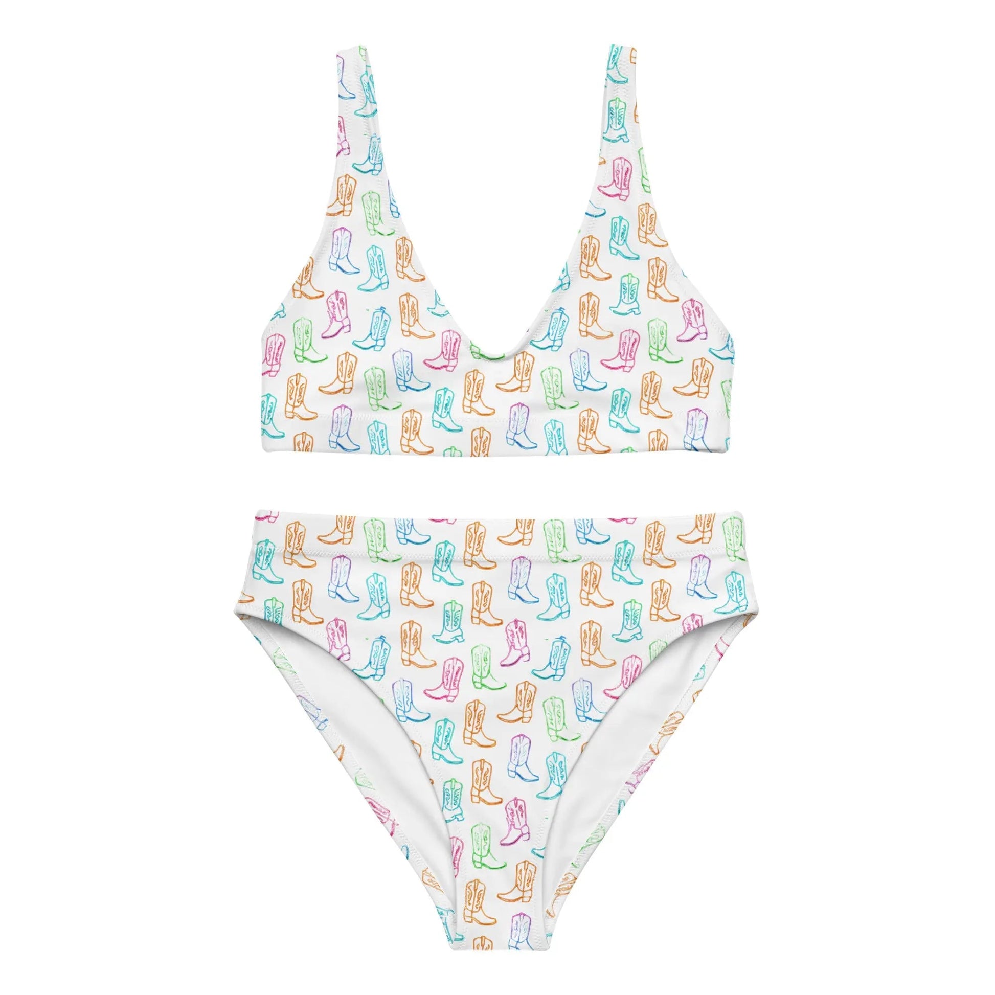 Watercolor Neon Boots High Waist Bikini