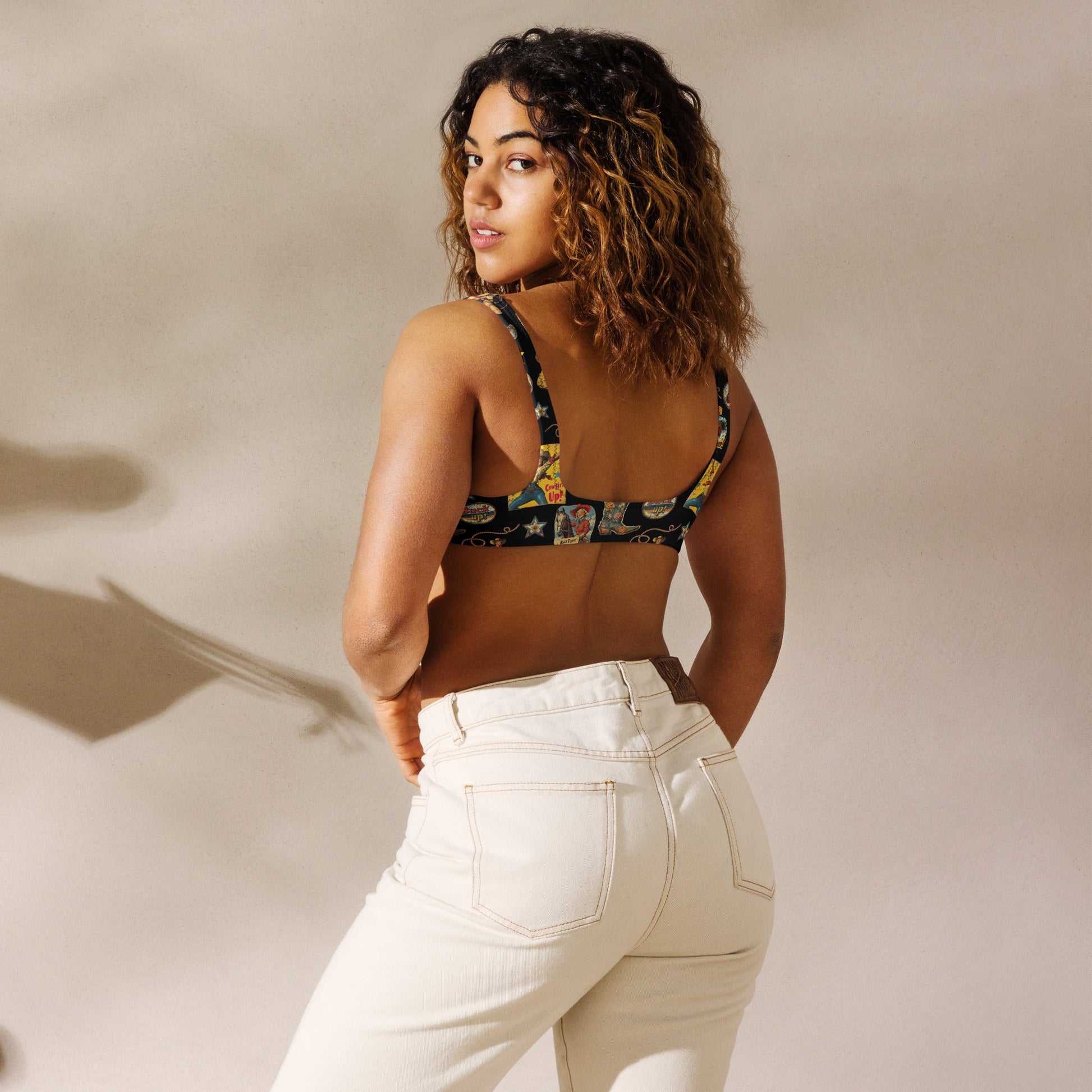 Yeehaw Vintage Cowgirl Collage Bikini Top