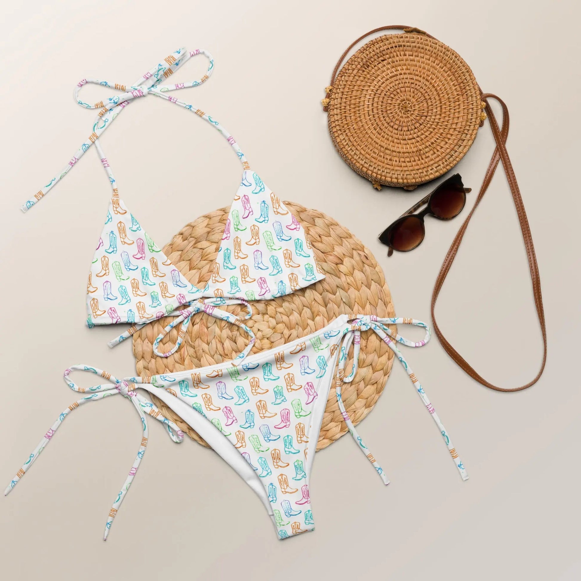 Watercolor Neon Boots String Bikini
