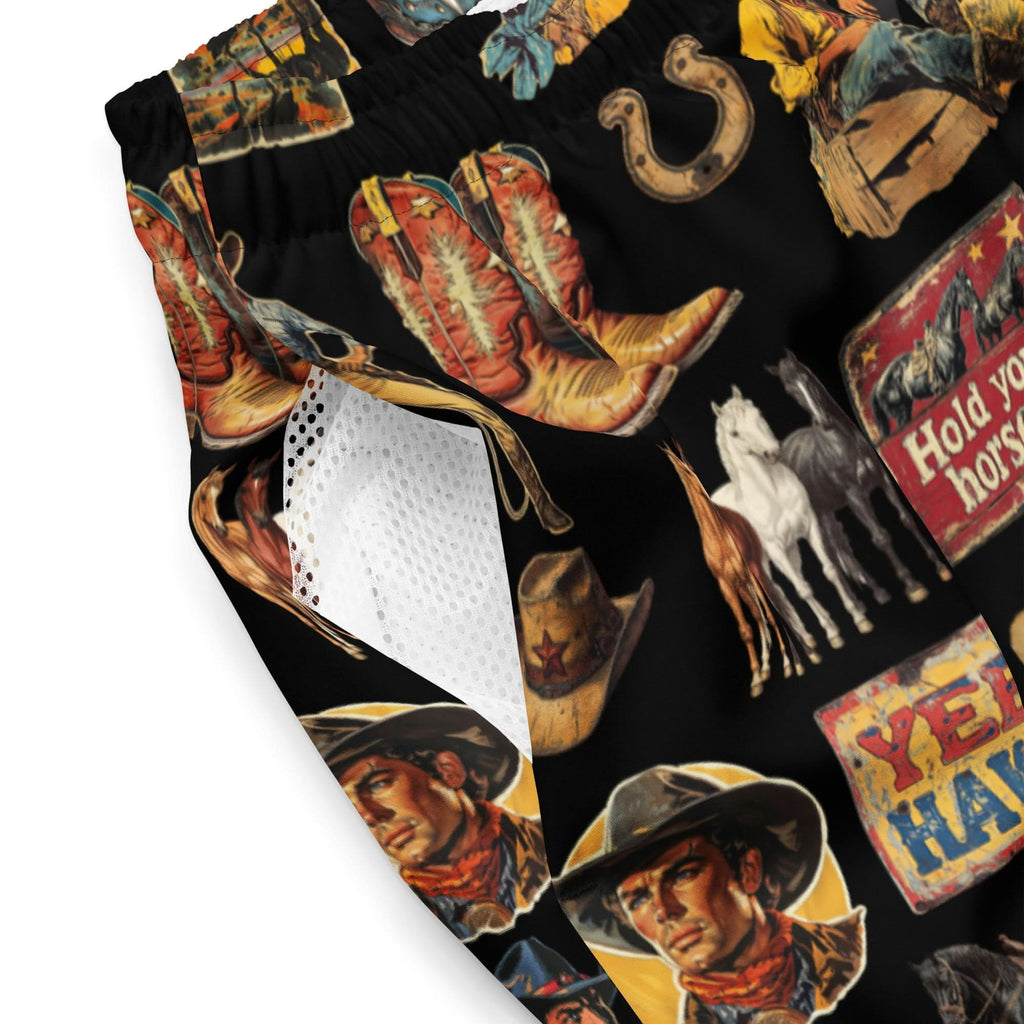 YEEHAW Vintage Cowboy Collage Western Swim Trunks Shorts