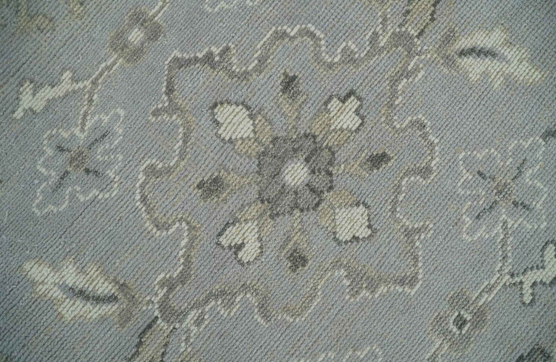 Antique Muted Silver Rug 8x11 Hand Knotted Turkish Silver, Beige and Brown Traditional Antique Persian Low Pile Area Rug