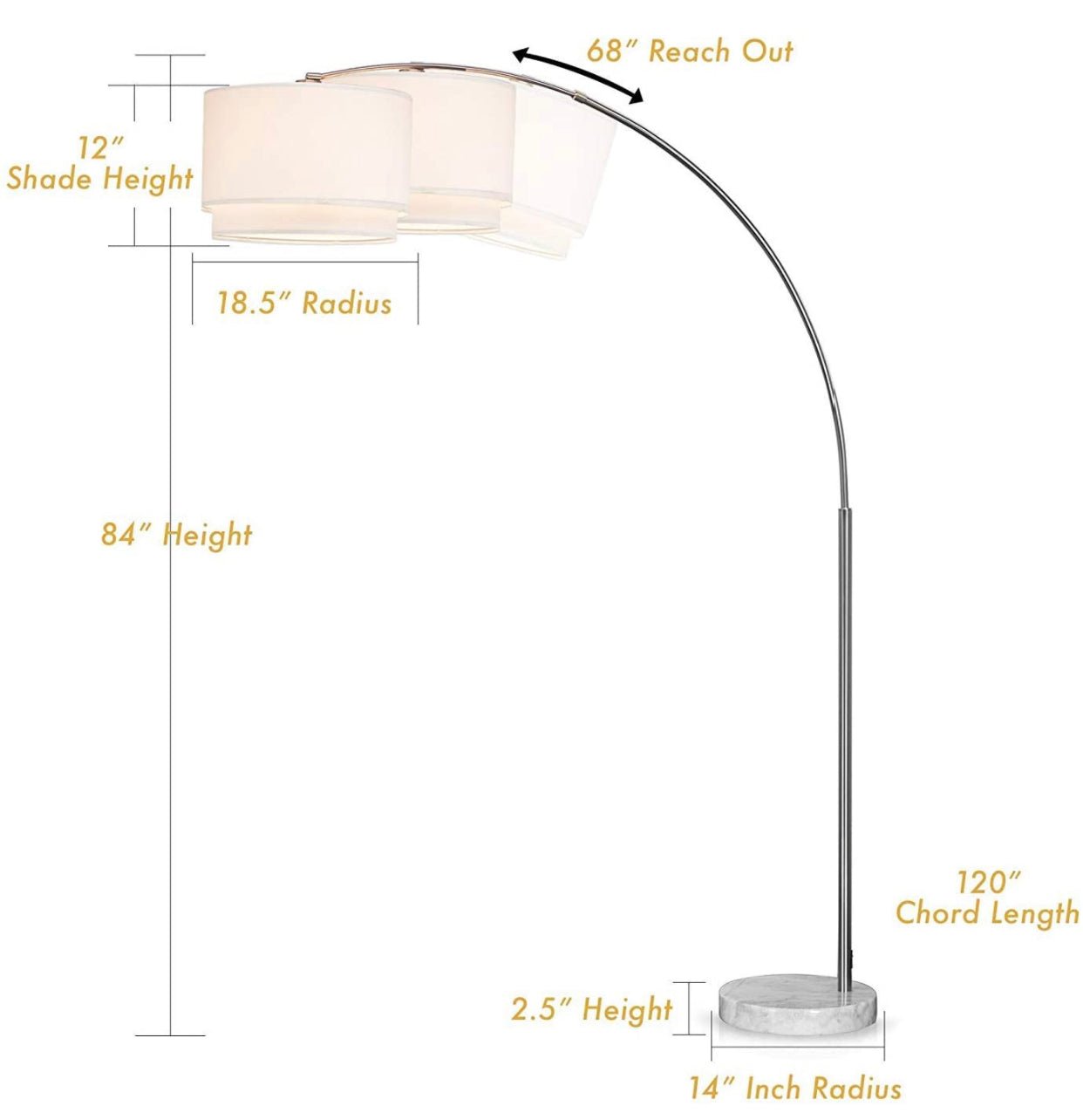 Arc Floor Lamp with Unique Hanging Drum - Arching Over The Couch