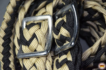 1" 8Ft Braided Poly Barrel Rein Horse Racing Flat Grip Knots