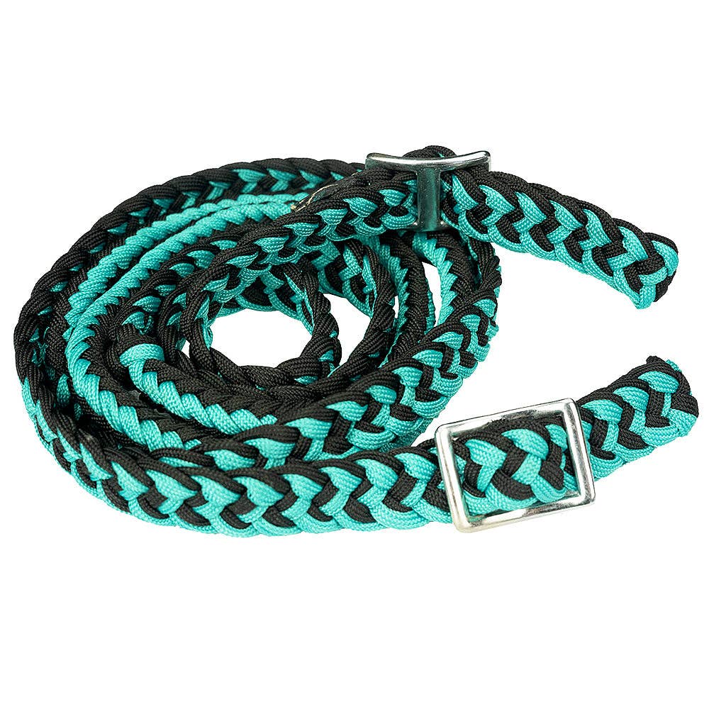 1" 8Ft Braided Poly Barrel Rein Horse Racing Flat Grip Knots
