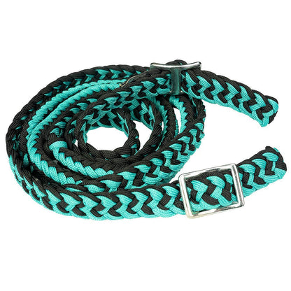1" 8Ft Braided Poly Barrel Rein Horse Racing Flat Grip Knots