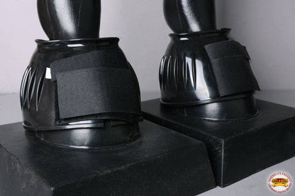 PVC Ribbed Double Hook and Loop Bell Boots Black