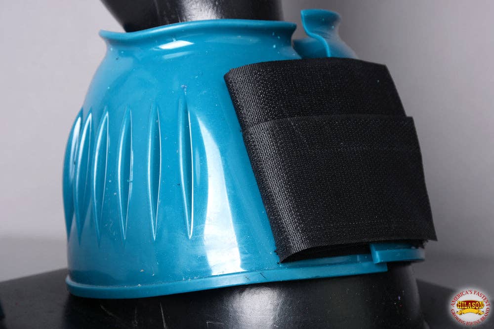 PVC Ribbed Double Hook and Loop Bell Boots Turquoise