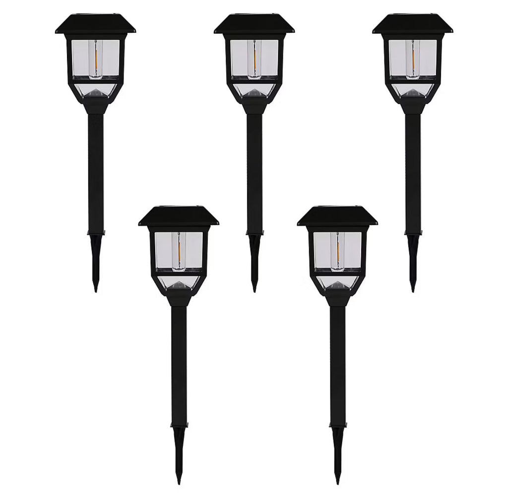 Berkley Jensen 5 Pack Solar LED Pathway Lights 15 Lumen- Graphite Black