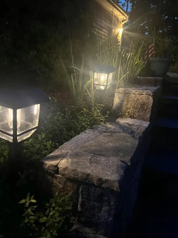 Berkley Jensen Solar LED Pathway Lights 5-Pack – 15 Lumen Filament Bulbs, Graphite Black