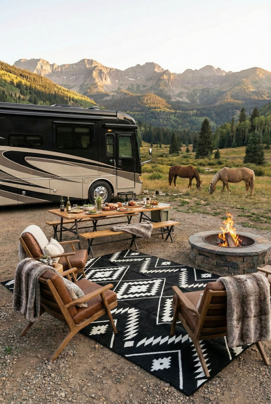 Black + Ivory - 9ft x 12ft - RANCH RUGS  -THE DAVIS -