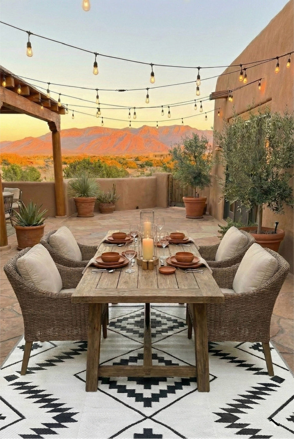 Black + Ivory - 9ft x 12ft - RANCH RUGS  -THE DAVIS -