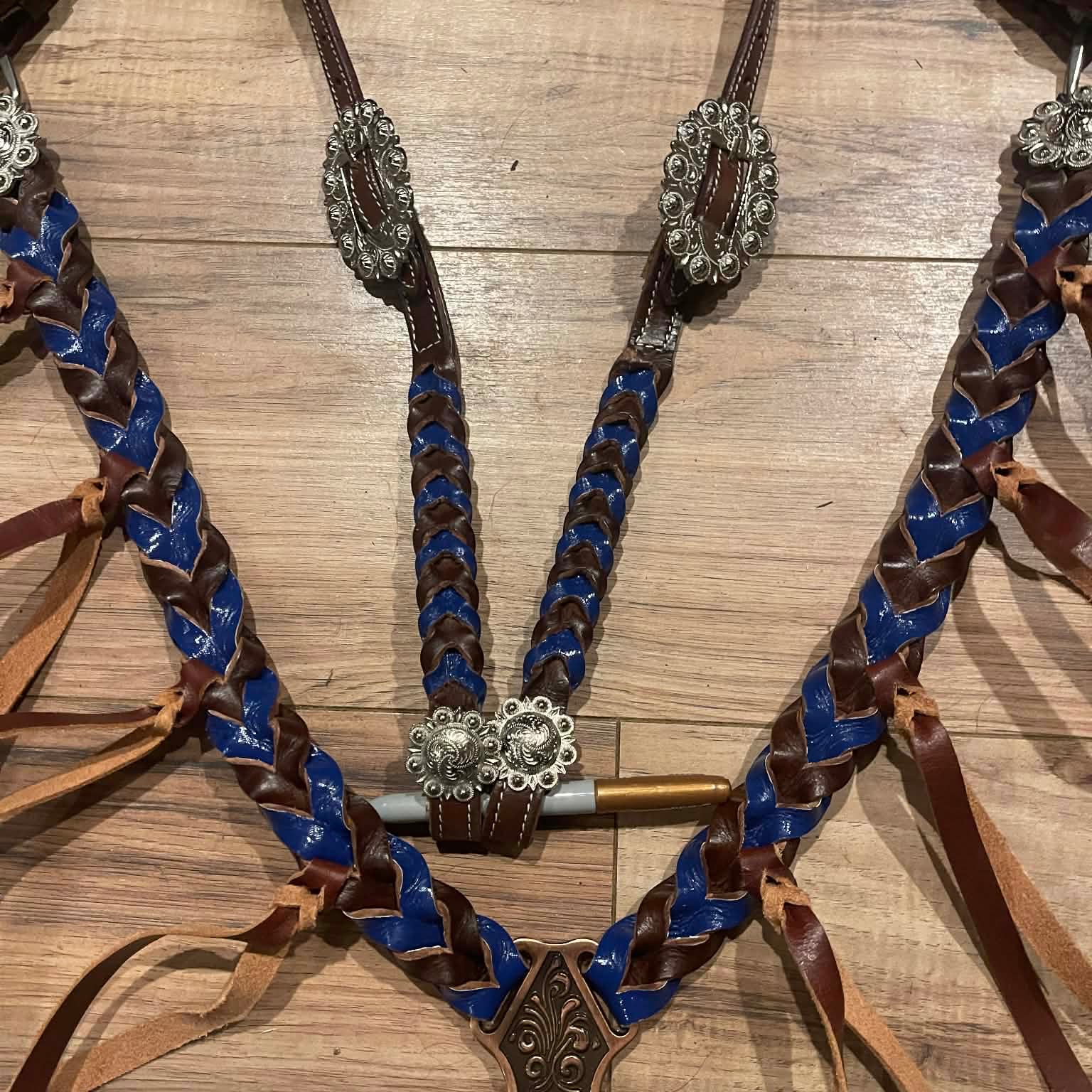 Made to Order Western Tack Set - Blue Braided Leather with Fringe (BHT020)