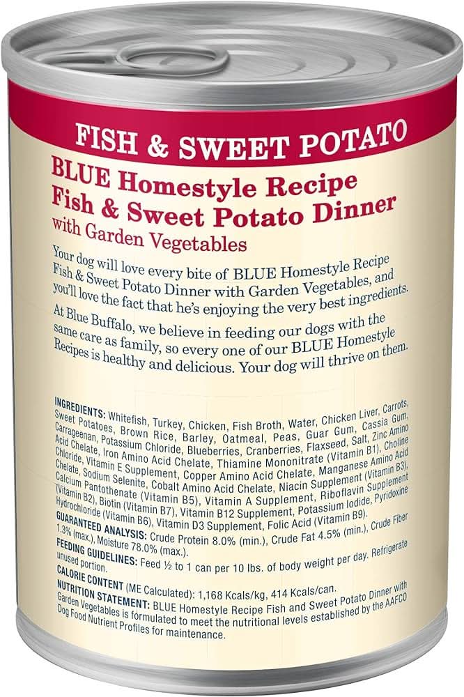Blue Buffalo Adult Homestyle Fish & Sweet Potato with Garden Vegetables Wet Dog Cans (12.5oz)