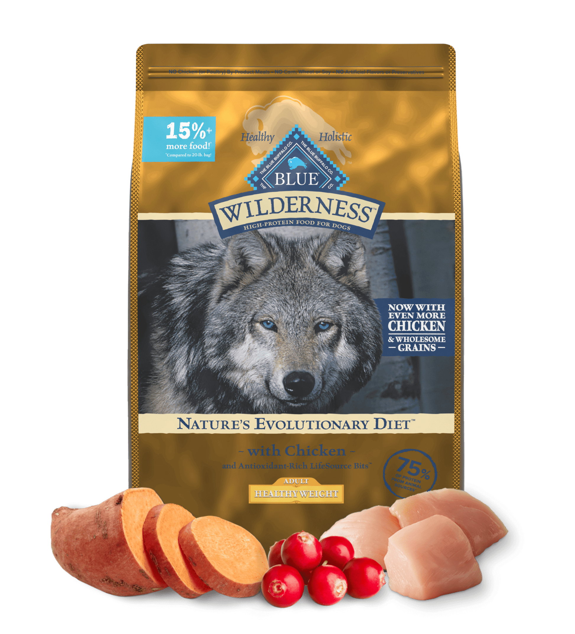 Blue Buffalo Wilderness Adult Healthy Weight Chicken with Wholesome Grains Dry Dog Food (24lb)