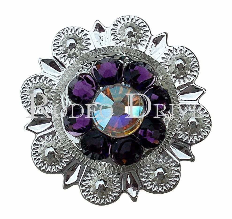 Purple & AB Bright Silver 1" European Crystal Concho