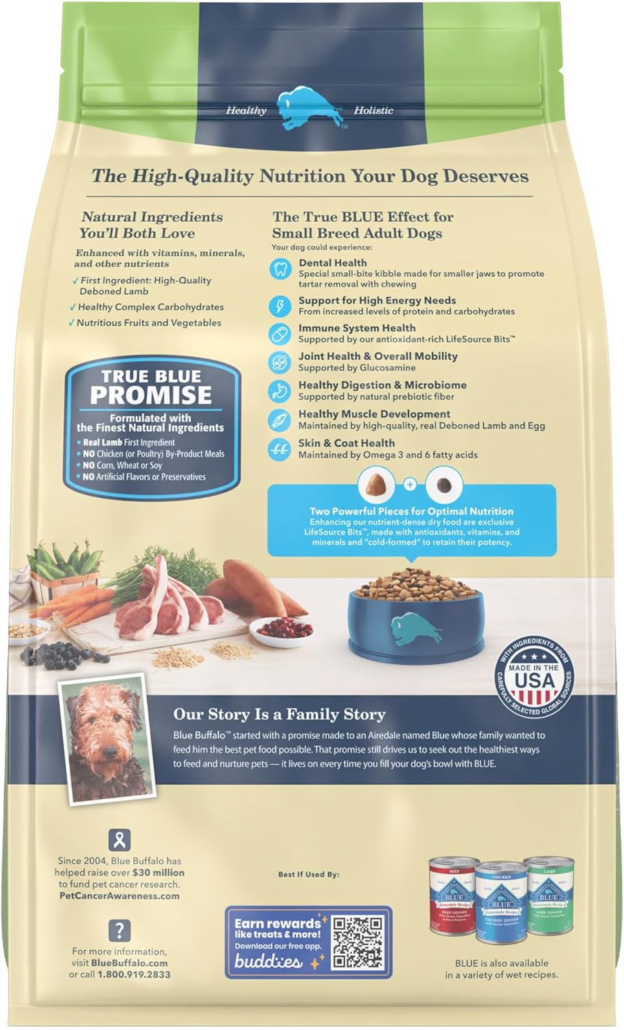 Blue Buffalo Adult Small Breed Lamb & Brown Rice Dry Dog Food (15lb)