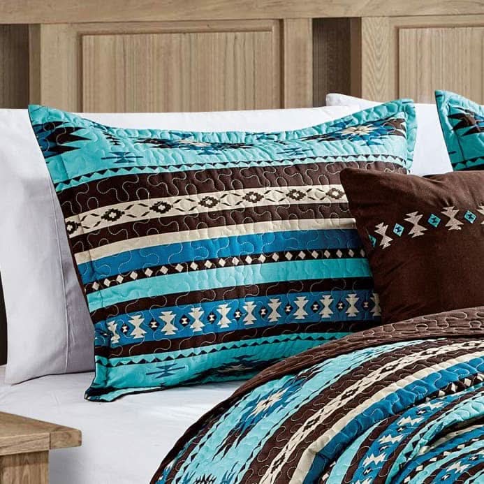 Southwest Turquoise Aztec Quilt - 5 Piece Set