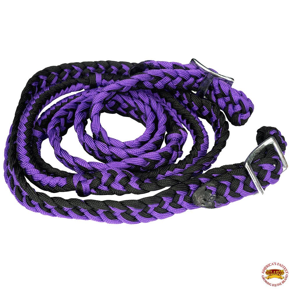 1" 8Ft Braided Poly Barrel Rein Horse Racing Flat Grip Knots