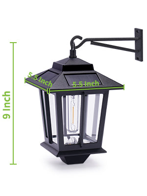 2 Pack SmartYard Solar Wall Hanging Lanterns with Replaceable Bulb, 4 Solar Panels,Anti-Rust