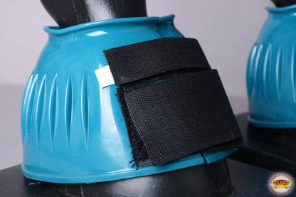 PVC Ribbed Double Hook and Loop Bell Boots Turquoise - Blazzing Bridles