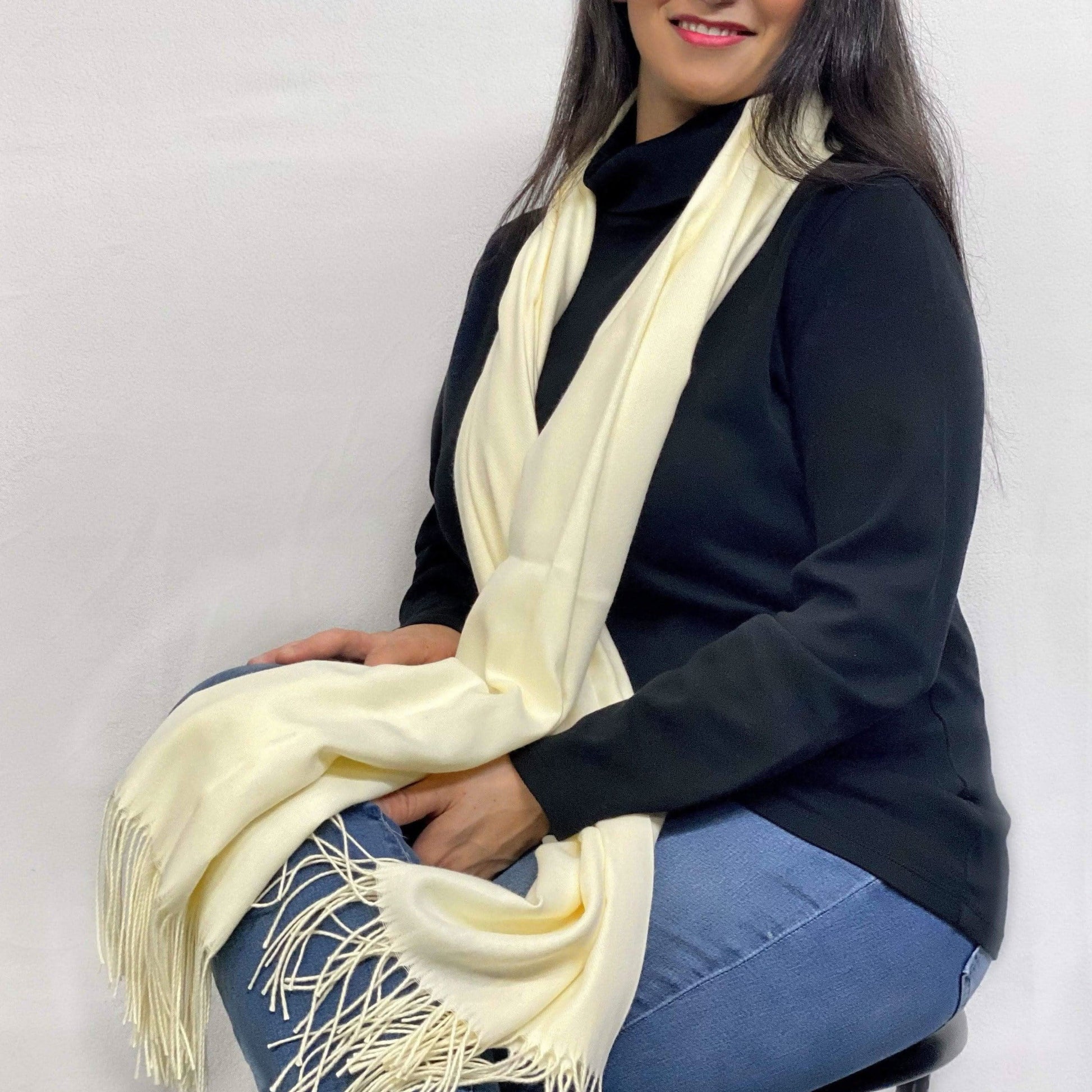 Ultra Soft Cream Cashmere Scarf / Wrap / Shawl / Cover  #CA6